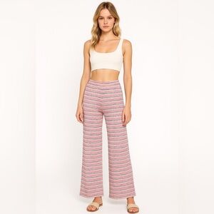Free People Knit Wide-Leg Pants – Large Multicolor Striped